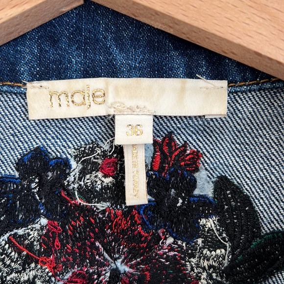 MAJE EMBROIDERED DENIM JACKET, size 36. - Picture 6 of 6